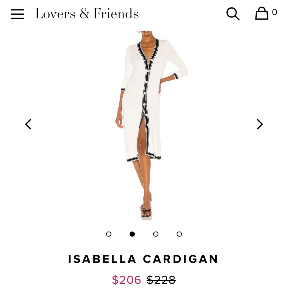 Lovers + Friends Ivory Cardigan with Black Accents NWOT Size M